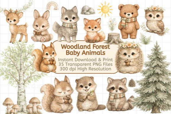 35 Woodland Animals Clipart Bundle: A Whimsical Design Toolkit