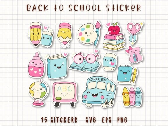 Adorable Back to School Sticker School Supplies for Creative Projects