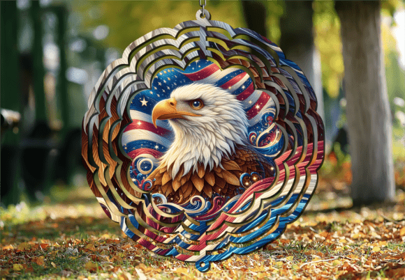 Bald Eagle American Flag Wind Spinner: A Bold Design Asset