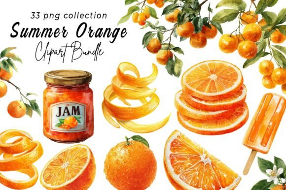 Capture the Essence of Summer: Watercolor Summer Orange Clipart