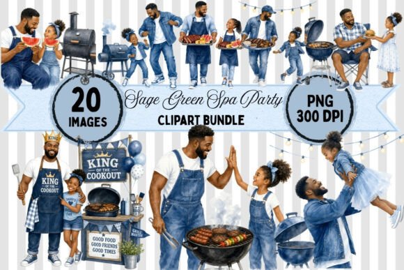 Celebrate Family & Flavor: Afro Father Daughter Cookout Clipart
