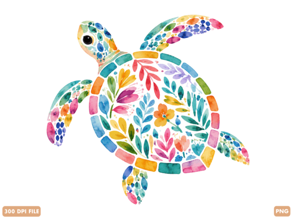 Floral Sea Turtle Watercolor PNG: A Designer’s Versatile Asset