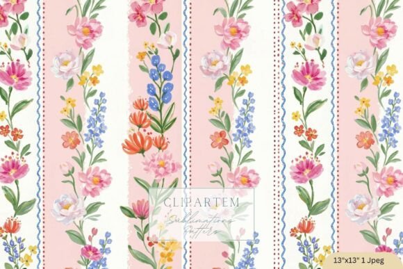 Timeless Garden Charm: The Vintage Floral Stripe Pattern