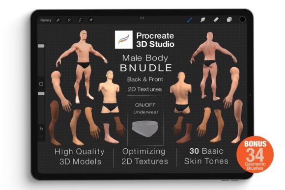 Unlocking True 3D Creativity with the Procreate Male Body Bundle
