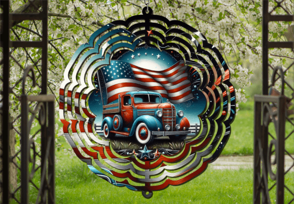 Vintage Patriotic Truck Wind Spinner: A Dynamic Outdoor Statement