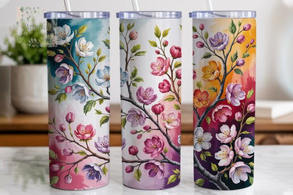 Watercolor Blossom 20oz Tumbler Wrap: Vibrant Floral Style