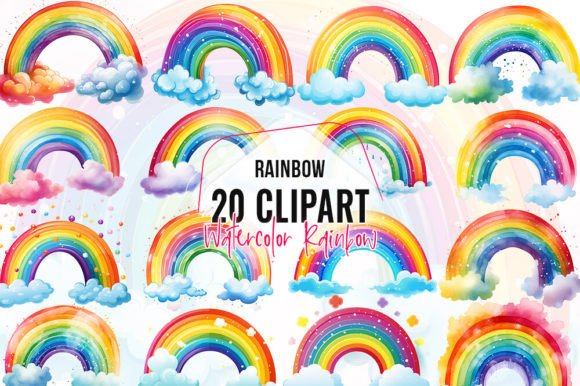 Watercolor Rainbow Clipart: A Burst of Joy for Your Creative Projects