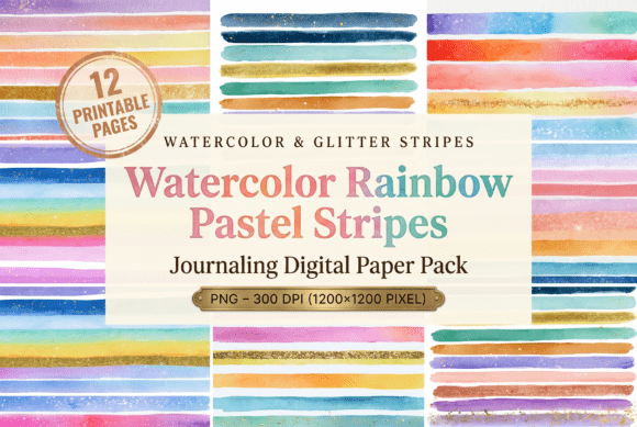 Watercolor Rainbow Pastel Stripes: A Soft Palette for Creative Projects