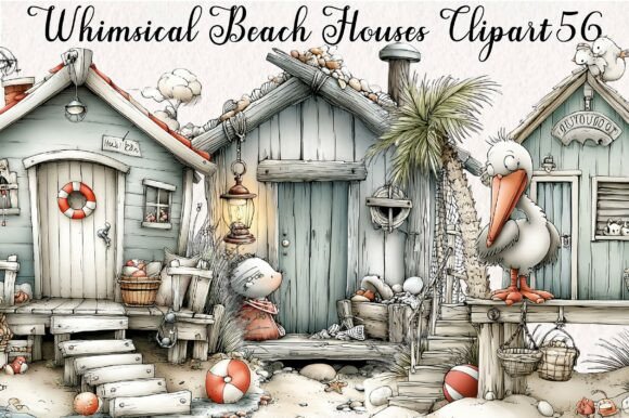 Whimsical Beach Houses Clipart: Your Go-To for Coastal Charm