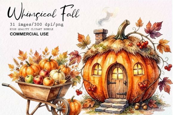 Whimsical Fall Clipart Bundle: 31 Designs for Autumn Projects