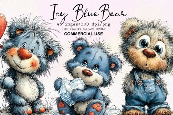 Whimsical Icy Blue Teddy Bear PNG: Cool, Cute & Ready for Your Projects
